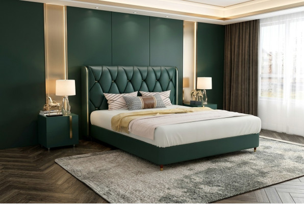 Cama Acolchada Diseño Lujo Doble Camas Hotel Matrimonio 180x200cm Cuero