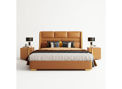 Cama clásica de madera doble estilo casa de campo dormitorio