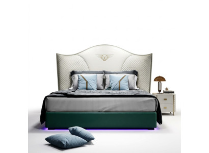Cama clásica de estilo barroco, cama doble para dormitorio 180x200cm.