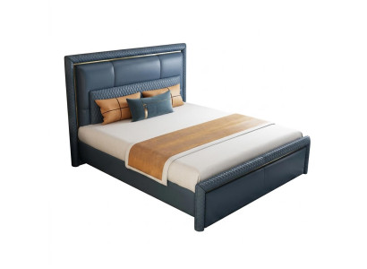 Diseño cama dormitorio cama doble camas hotel lujo tapiz cuero