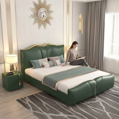 Cama de diseñador Dormitorio Camas Textil Cuero Hotel Lujo Tapizado