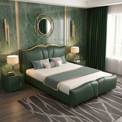 Cama de diseñador Dormitorio Camas Textil Cuero Hotel Lujo Tapizado