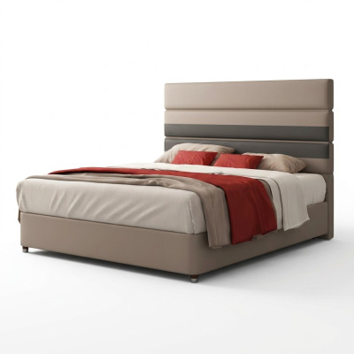 Cuero Acolchado Cama Camas Hotel Lujo Diseñador Doble Matrimonial Dormitorio Beige