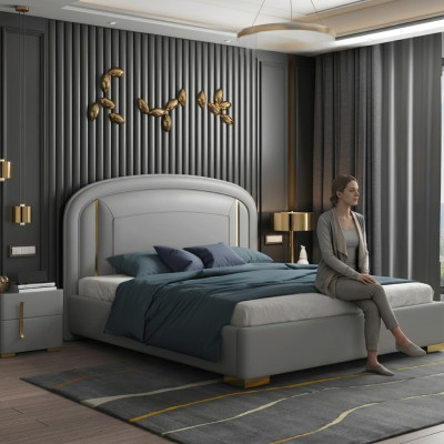 Cama de diseño moderno 180x200 terciopelo metal camas de hotel cama doble matrimonio dormir