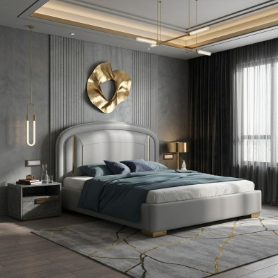 Cama de diseño moderno 180x200 terciopelo metal camas de hotel cama doble matrimonio dormir