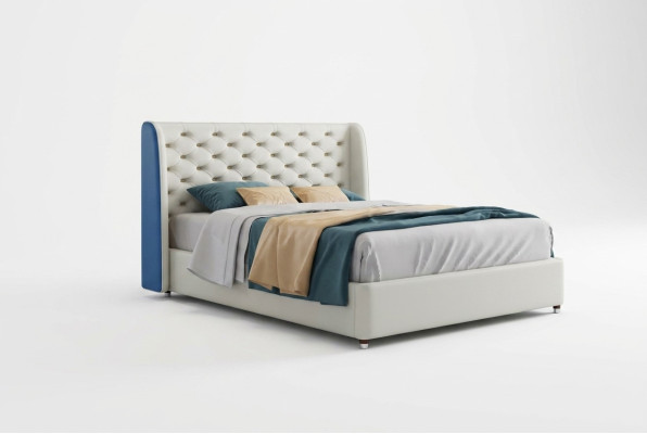 Diseño de cama acolchada de lujo doble cama de hotel dormitorio de cuero moderno.