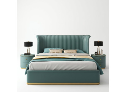 Lujo dormitorio cama cama doble textil madera cuero camas 180x200 Nuevo