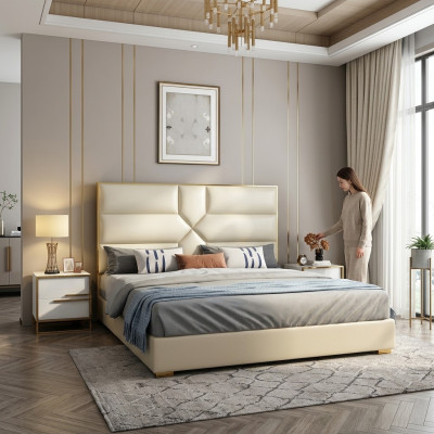 Diseño de cama de lujo para dormitorio acolchado de lujo cama doble del hotel Hotel