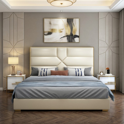 Diseño de cama de lujo para dormitorio acolchado de lujo cama doble del hotel Hotel
