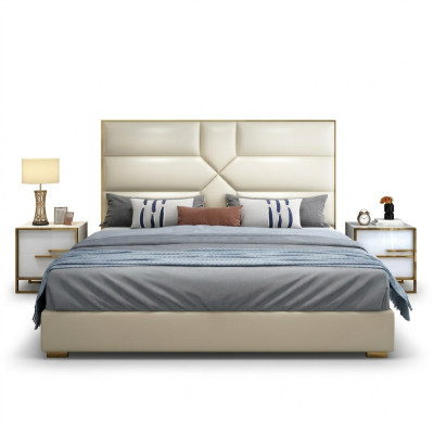 Diseño de cama de lujo para dormitorio acolchado de lujo cama doble del hotel Hotel