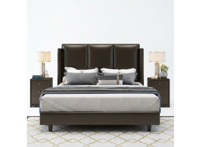 Estilo moderno cama cama doble dormitorio cuero acolchado tela camas dobles