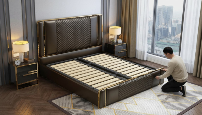 Cama Dormitorio Diseño Muebles Modernos de Lujo Camas tapizadas Estructura Nueva
