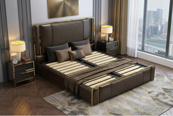 Cama Dormitorio Diseño Muebles Modernos de Lujo Camas tapizadas Estructura Nueva