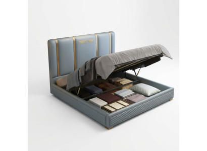 Cama acolchada diseño de lujo cama doble matrimonial dormitorio de cuero de metal