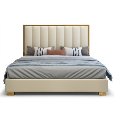 Cama camas madera cuero tapizado matrimonio diseño cuero hotel caja de resortes muebles