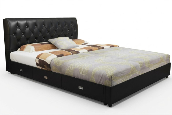 Chesterfield cama de diseñador Dormitorio Textil Cuero Tapizado Italiano