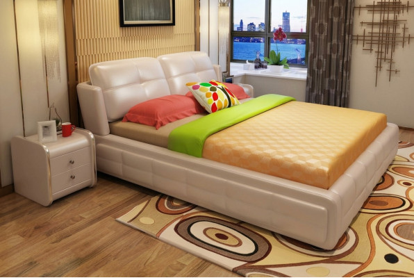 Lujo Dormitorio Cama Acolchada Decoración Diseño 180x200cm Doble Camas de Hotel