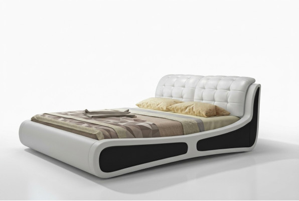 Cama acolchada de diseño de lujo blanco 180x200cm dormitorio principal de cuero