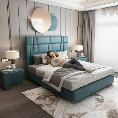 Cama de lujo de hotel de cuero doble camas acolchadas dormitorio 180x200 doble.
