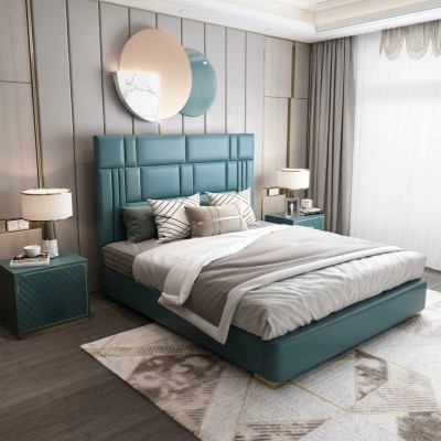 Cama de lujo de hotel de cuero doble camas acolchadas dormitorio 180x200 doble.