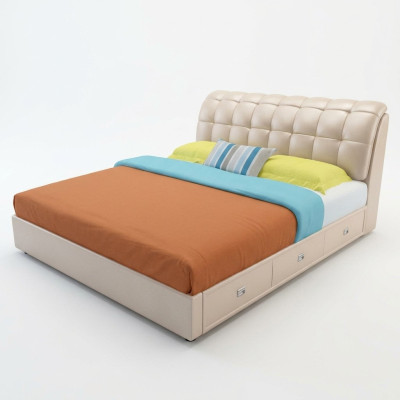 Cama Acolchada Diseño Lujo Decoración Doble Camas de Hotel Dormitorio Matrimonial Cuero
