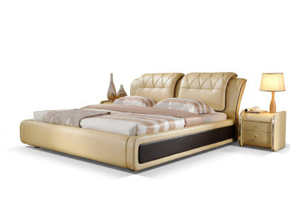 Lujo dormitorio cama acolchado diseño doble camas de hotel cama de cuero