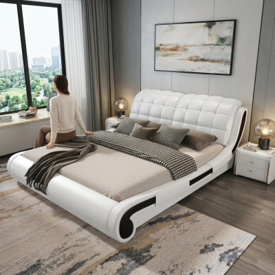 Cama doble Cama de matrimonio Diseño Cama tapizada Cama de diseño Camas de cuero