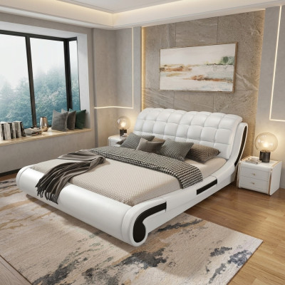 Cama doble Cama de matrimonio Diseño Cama tapizada Cama de diseño Camas de cuero