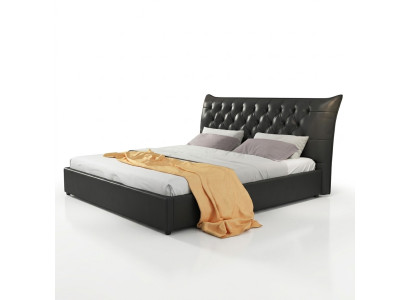 Cama doble de diseñador en cuero de lujo para hotel.