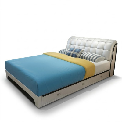 Cama doble Cama matrimonial Diseño de lujo Cama tapizada de lujo Cama de diseño de lujo en cuero
