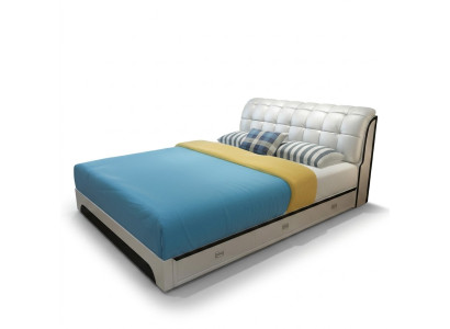 Cama doble Cama matrimonial Diseño de lujo Cama tapizada de lujo Cama de diseño de lujo en cuero