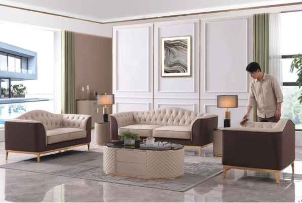 Muebles de lujo, conjunto de sofás, sofá, decoración, tapicería, 3+2+1 plazas + mesa de centro.
