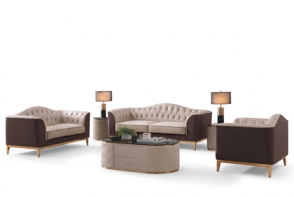 Muebles de lujo, conjunto de sofás, sofá, decoración, tapicería, 3+2+1 plazas + mesa de centro.