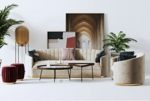 Sofá conjunto de 3+1 plazas con diseño de sofá acolchado sofá moderno