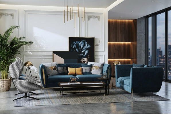 Sofá de 3 plazas + 1 plazas Set Diseño Sofás Acolchados Telas de sofá de lujo Relax