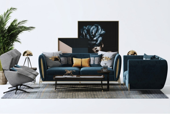 Sofá de 3 plazas + 1 plazas Set Diseño Sofás Acolchados Telas de sofá de lujo Relax