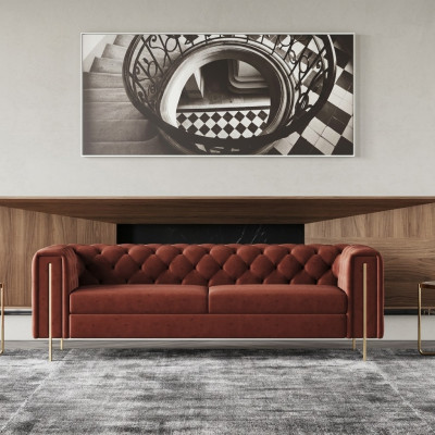 Sofá de diseño de tres plazas para sala de estar, sofá acolchado.
