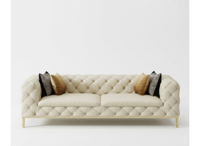 Sofá Chesterfield 3 plazas tapizado blanco.