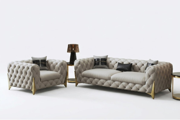 Conjunto de sofás Big Set de 3 plazas + 1 plazas en cuero, conjunto de sofás de diseño.