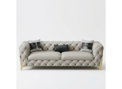 Sofá de terciopelo de cuero para la sala de estar, sofá Chesterfield de 3 plazas.