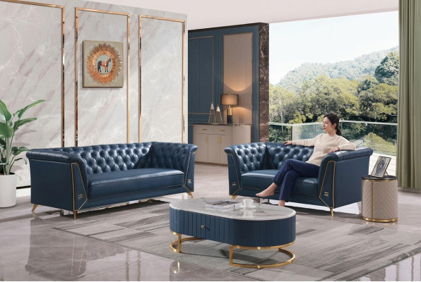Conjunto de sofá Chesterfield de lujo 3+2 plazas, mesa de centro, muebles, sofá.