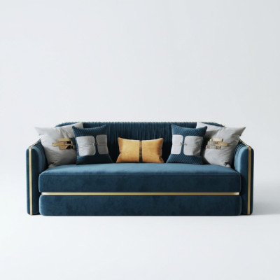 Diseño textil acero inoxidable Big sofá de 3 plazas cuero tela sofás sofás muebles.