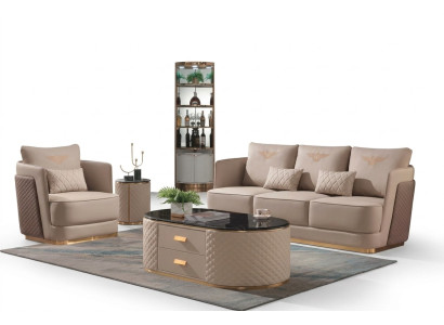 Conjunto completo de sofá 3+1 + mesa de centro auxiliar de diseño para sala de estar.