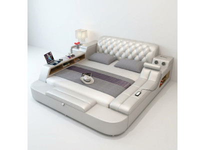 Diseño cama camas de cuero hotel tapizada 180x200 estantería multifunción