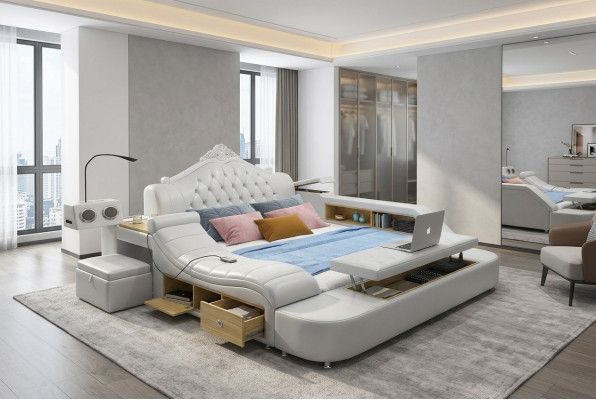 Cama multifuncional camas decoración cama matrimonial cama doble cama tapizada dormitorio