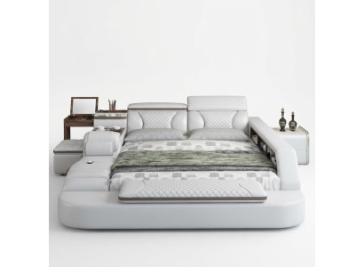 Cama de lujo cama de cuero camas 180x200 dormitorio multifunción reposo estantes