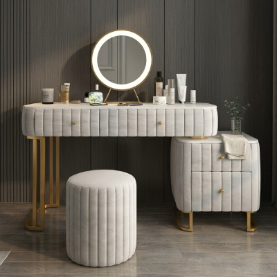 Mesa de maquillaje de consola de diseñador para tocador, mesa de cosméticos, espejo decorativo, cómoda de tocador.