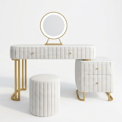 Mesa de maquillaje de consola de diseñador para tocador, mesa de cosméticos, espejo decorativo, cómoda de tocador.