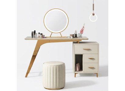 Tocador Espejo Taburete Set Completo Cómoda Dormitorio Nuevo 2 piezas
