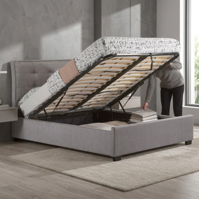 Chesterfield Design Tapizado Cama de matrimonio inglesa Cama doble Gris Camas 160/180x200